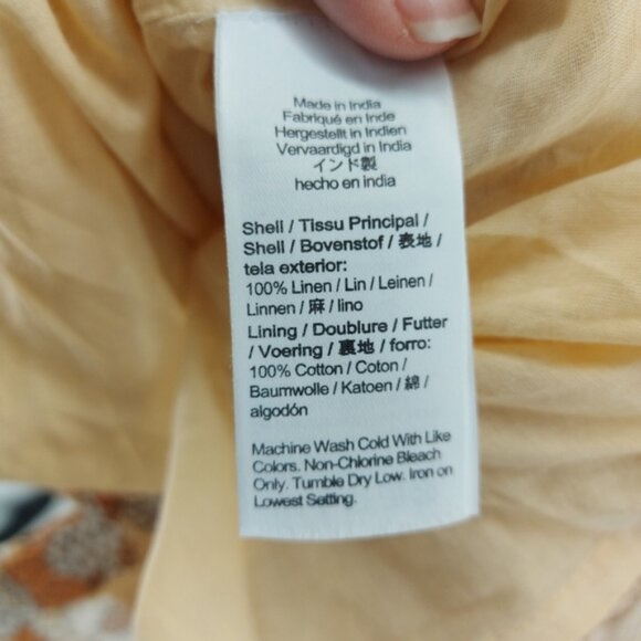 J CREW Womens Floral V-Back LINEN Shirt Dress Sheath Camel Brown BG4… - Picture 7 of 9